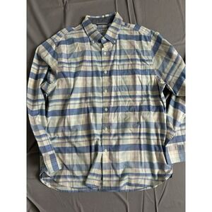 Tommy‎ Bahama mens Blue yellow Plaid Button Shirt Size Large EUC